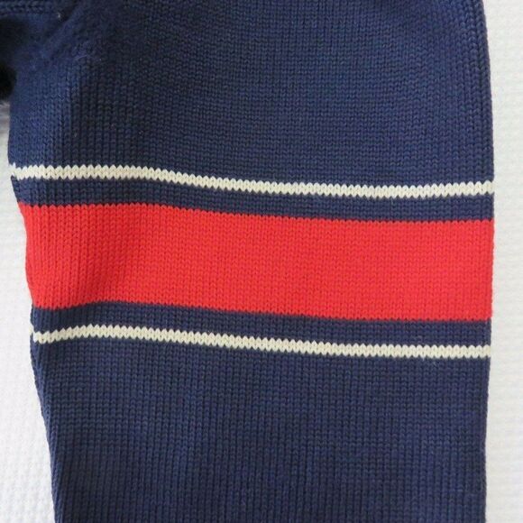 Vintage 60s L Coleman Knitting Mills Navy Blue Red Stripe Sweater Hipster Mod - Picture 10 of 12